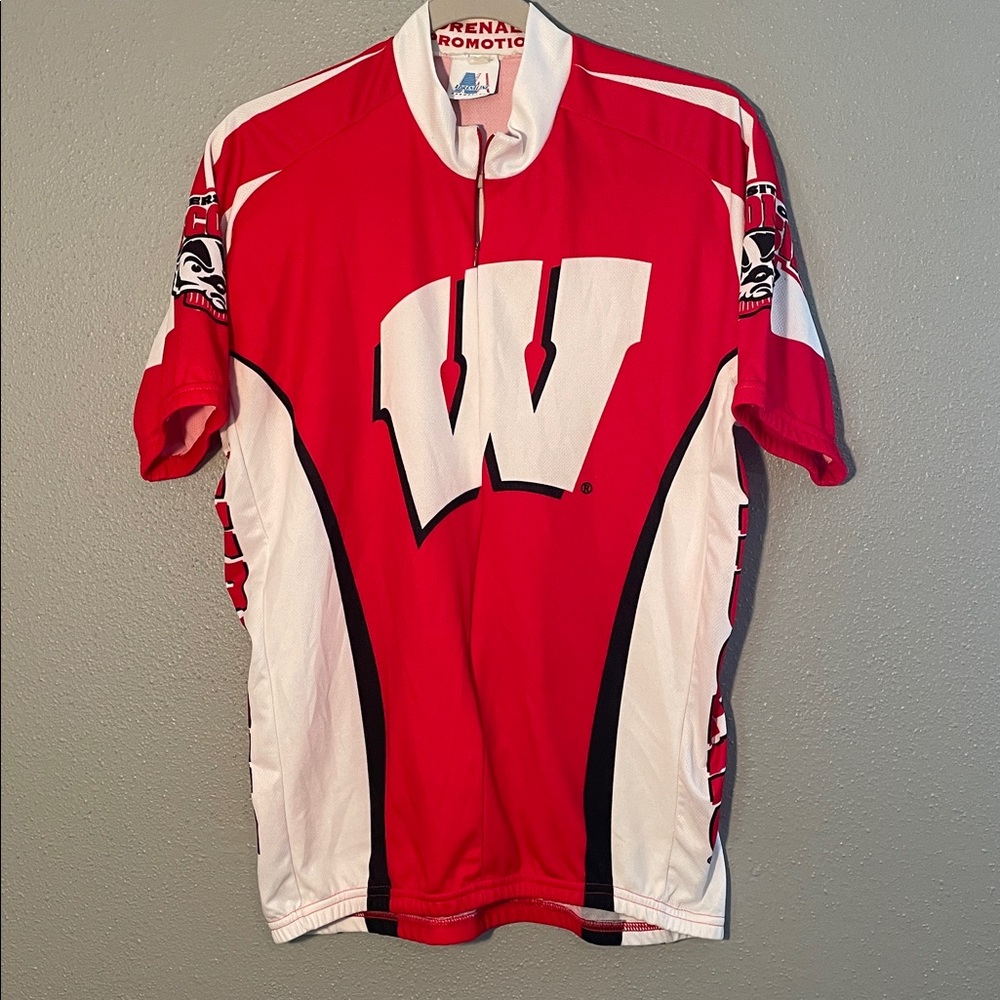Wisconsin Badgers Cycling World Jersey Mens Size L Graphic Bucky Bike Riding UW